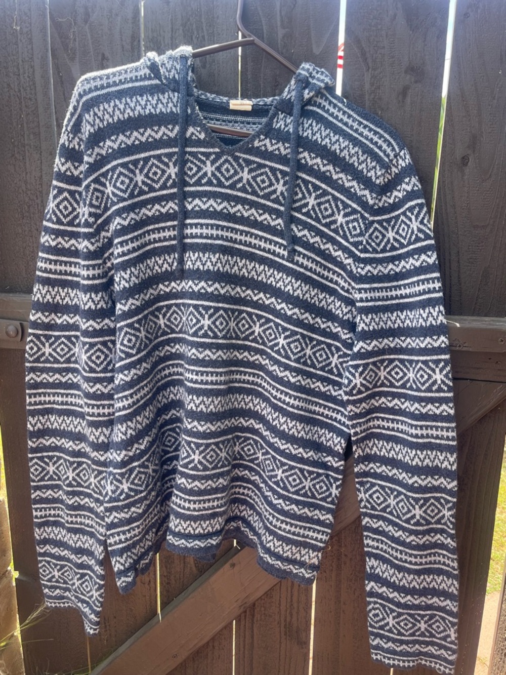Hollister Navy & White Fair Isle Crewneck Sweater